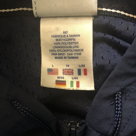 Reebok Classic Women's Large Full Zip Windbreaker Hooded Jacket Navy - Picture 4 of 5